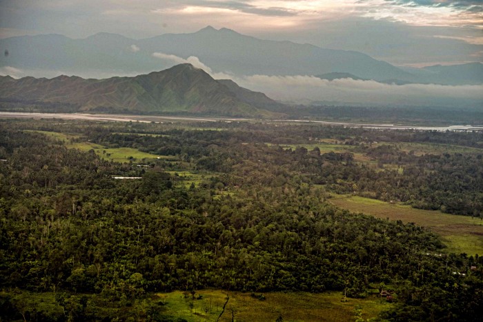 An aerial view near Lae, Morobe Province. PNG’s first polio outbreak since 1996 was first identified at Lae. Low immunisation coverage rates, poor water sanitation and hygiene all contributed to cases of circulating vaccine-derived poliovirus (cVDPV).