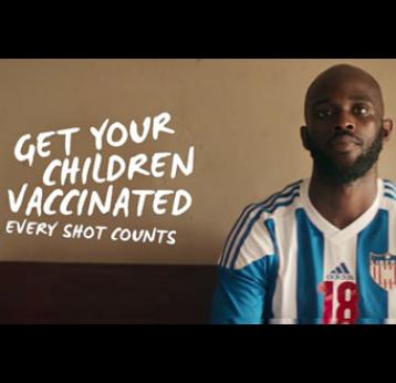 CAF and African football stars team-up to promote immunisation for children at 2017 Total Africa Cup of Nations