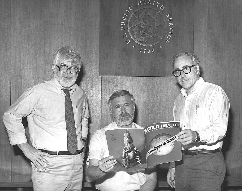 From left to right, Dr. J. Donald Millar, who was Director from 1966 to 1970; Dr. William H. Foege, who was Director from 1970 to 1973, and Dr. J. Michael Lane, who was Director from 1973 to 1981.