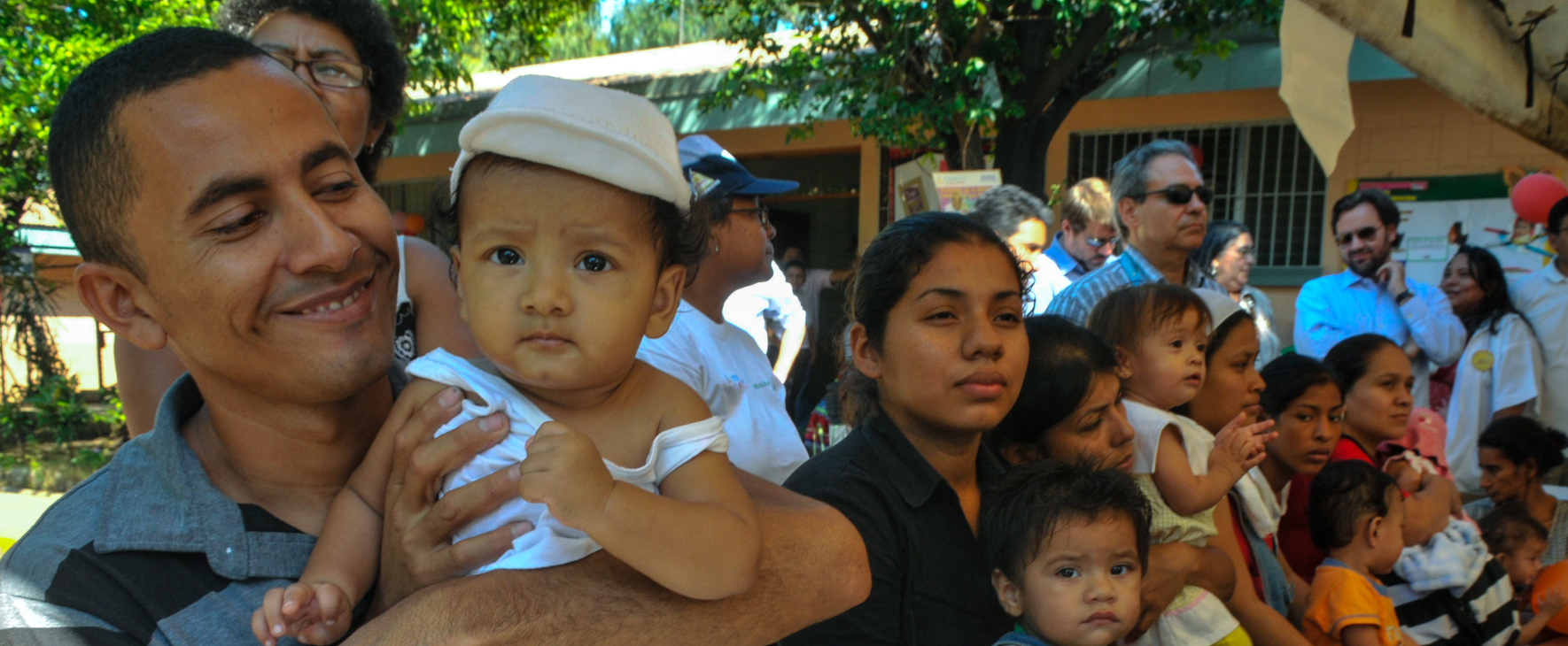 Father with his son during a vaccination session