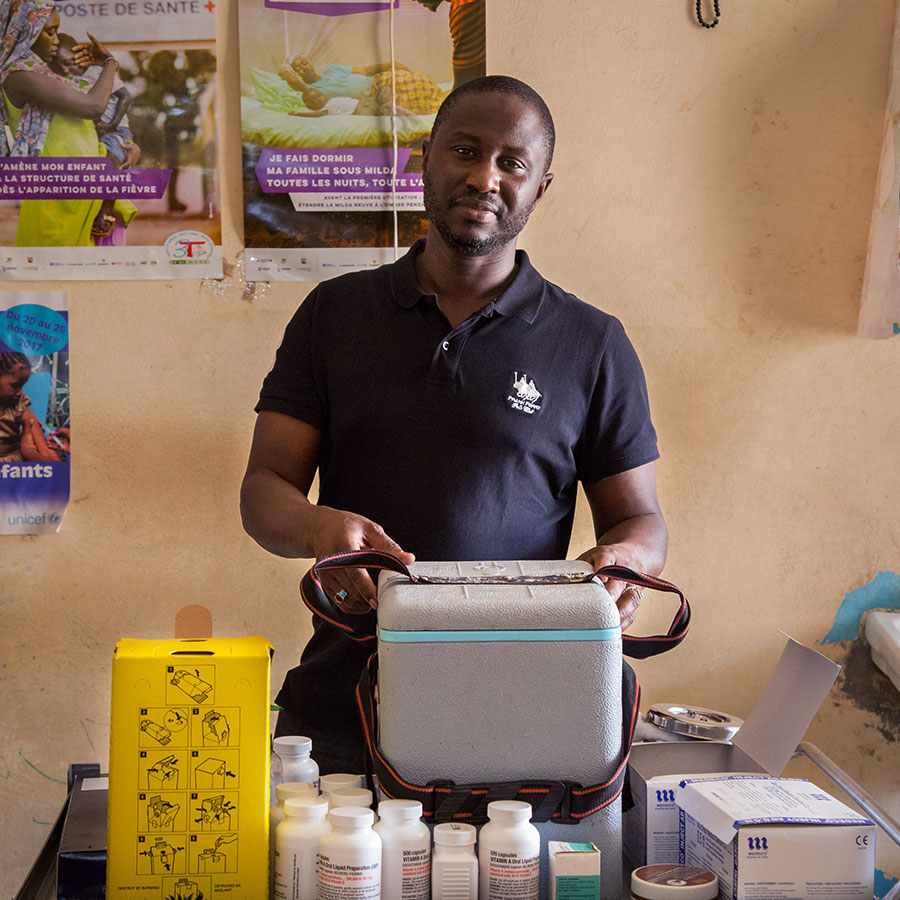 Gavi/2018/Simon Davis- Dr Ousseynou Badiane stands in the immunisation room at the Louga district health centre in northern Senegal.