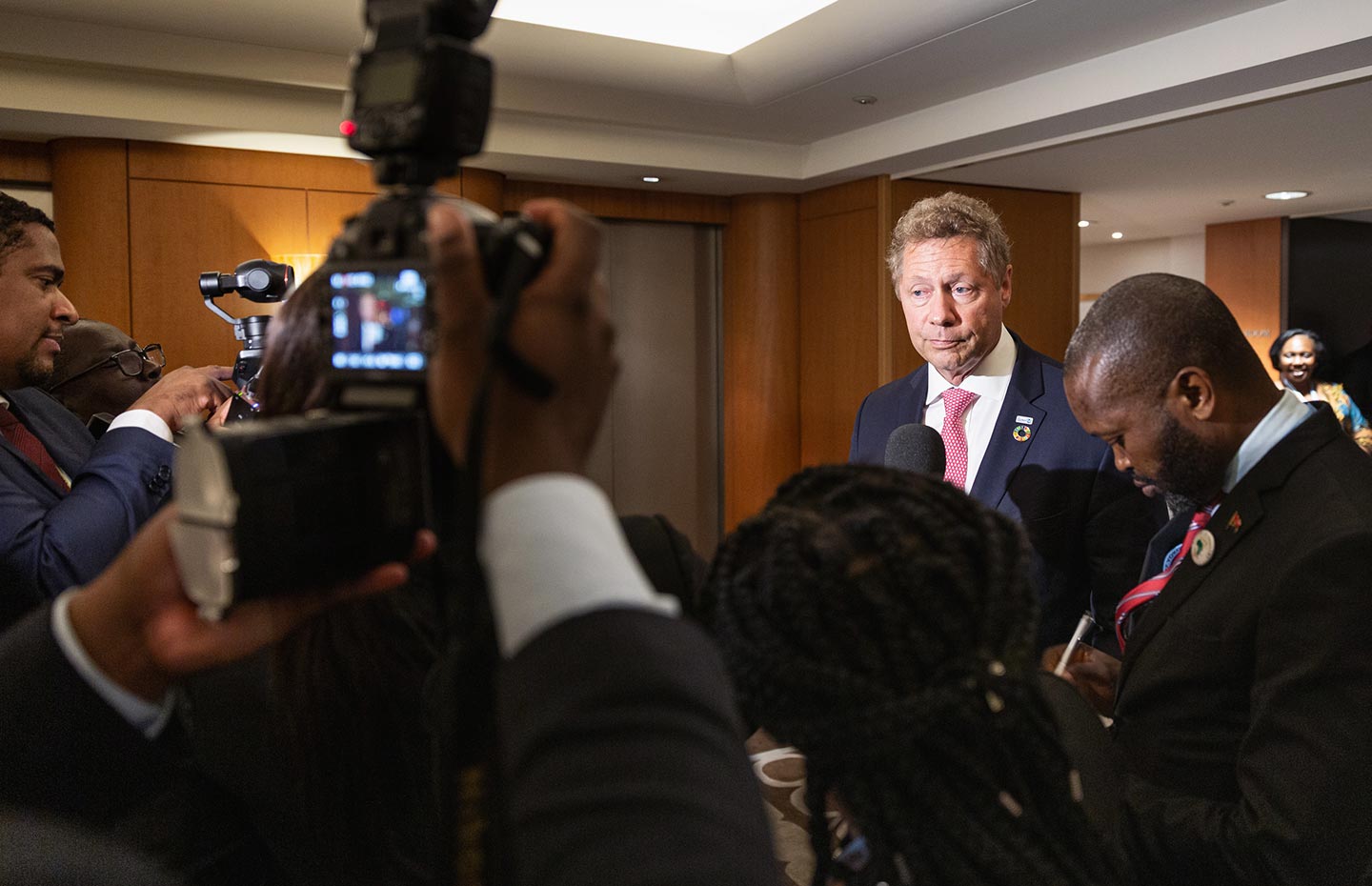 Gavi/2019/Isaac Griberg- Gavi CEO, Dr Seth Berkley, interviewed by media following a meeting with H.E. President Joao Lourenco, President of Angola, on the occasion of the 7th Tokyo International Conference on African Development (TICAD) in Yokohama