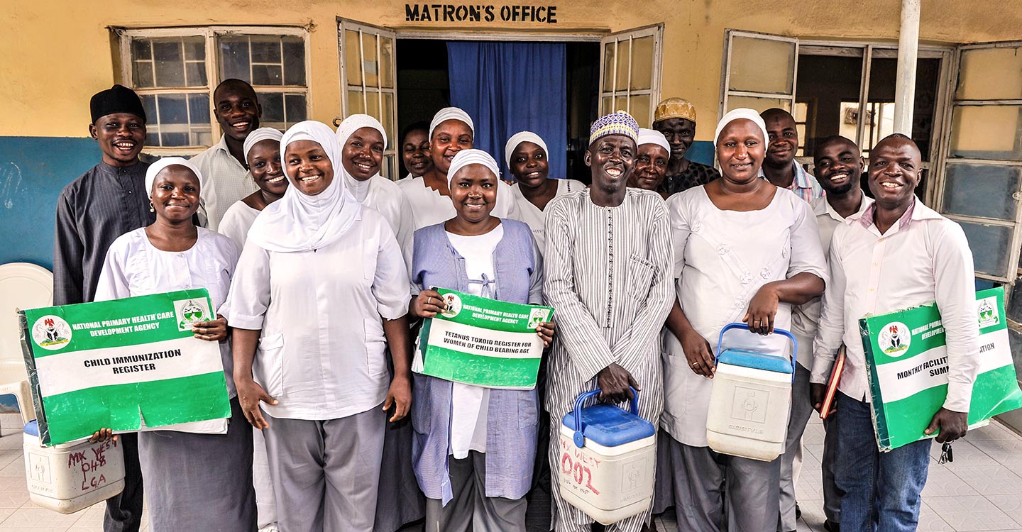 groupe shot of doctors and nurses,The introduction of the pentavalent vaccine in Nigeria