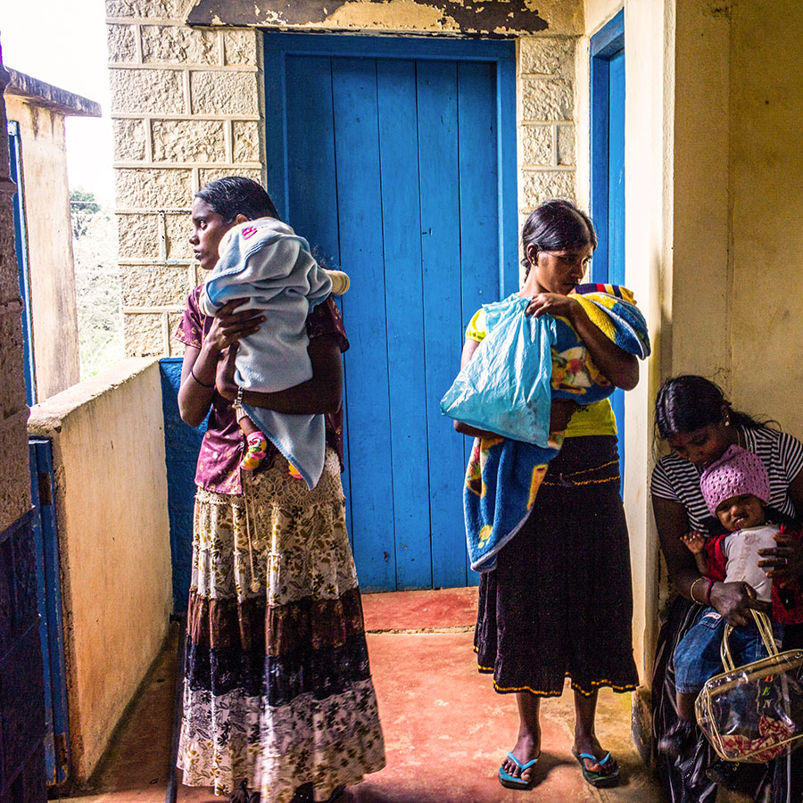 Moms and their babies in sri lanka waiting room