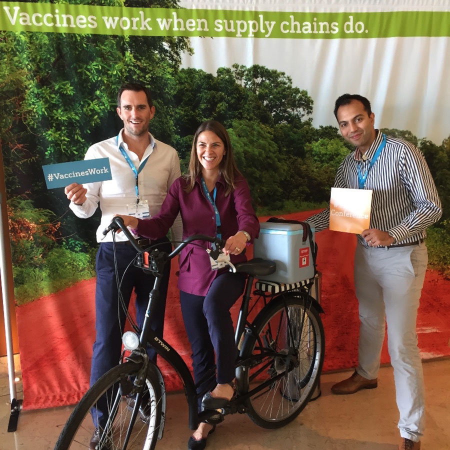 Photo: PATH/Emma Stewart. Colleagues from CHAI, VillageReach, and Llamasoft show what it takes to make supply chains work.