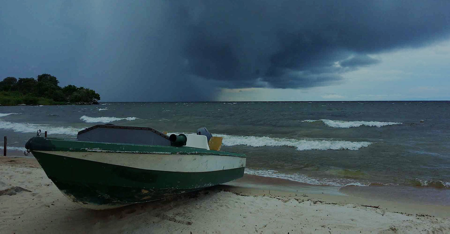 Motor boat on a beach