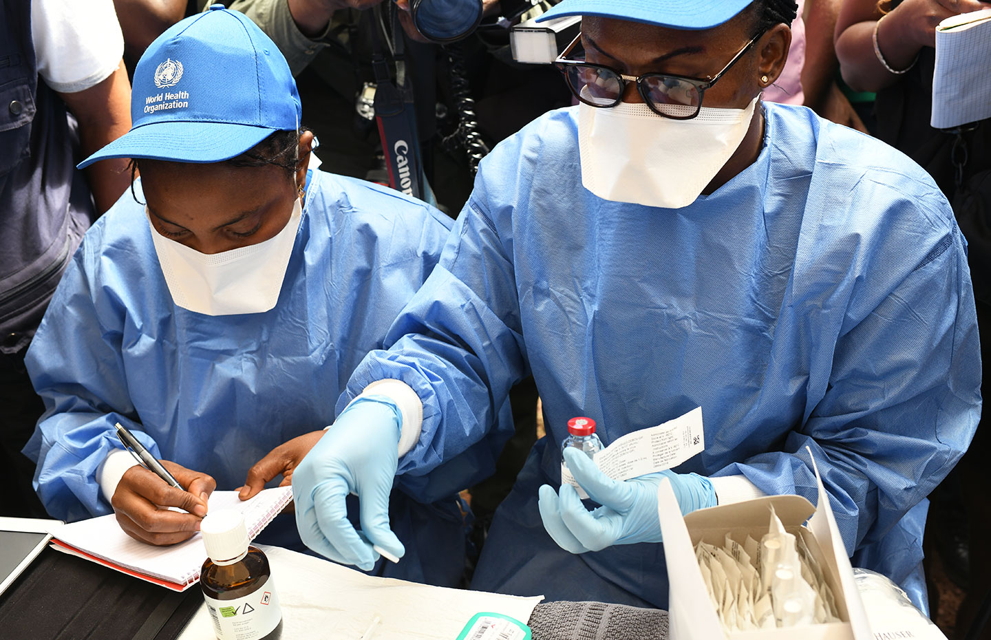 Health workers prepare the first shots of the Ebola vaccine in Mbandaka, DRC, during the 2018 outbreak. Credit: Gavi/2018/P Barollier.