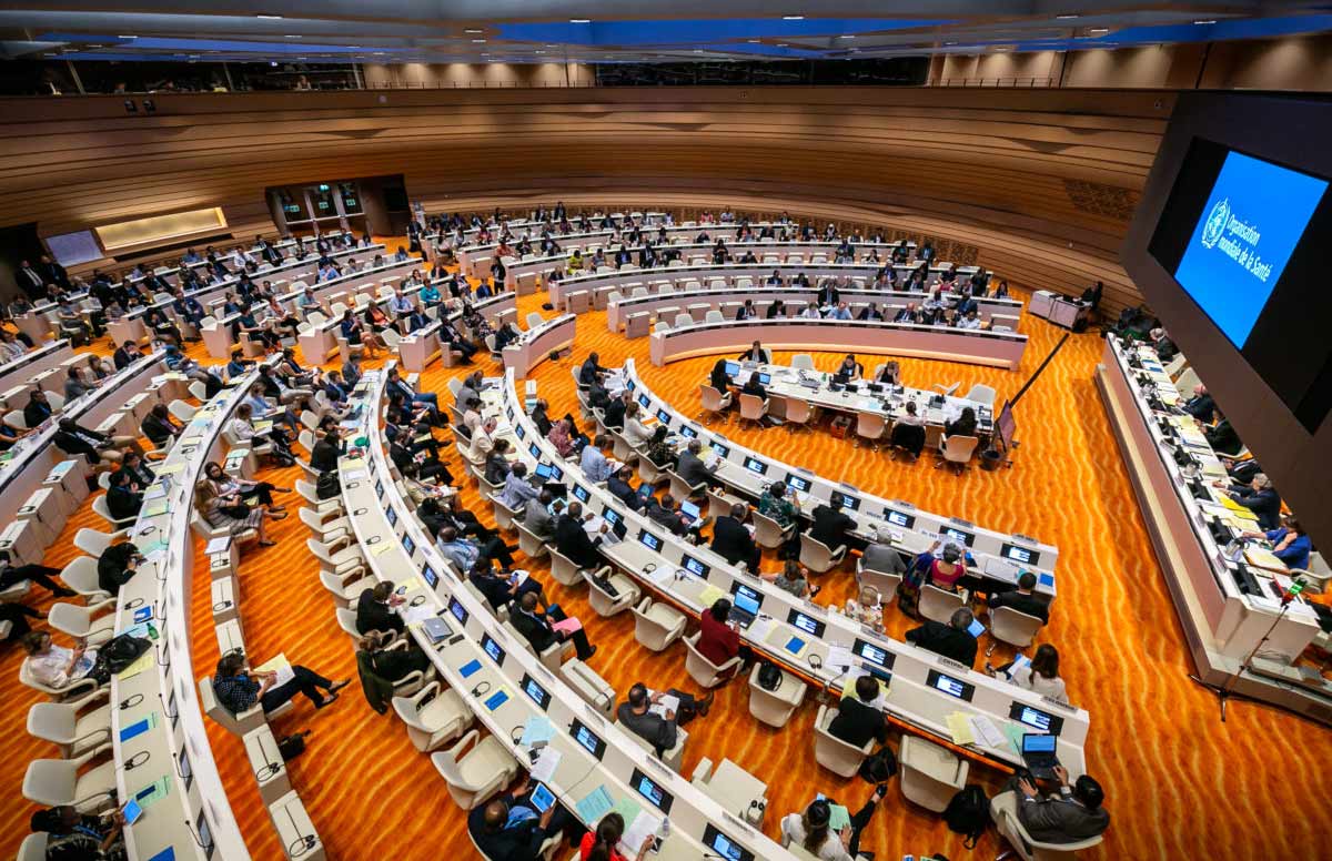 The World Health Assembly in session. Credit: WHO/Antoine Tardy.