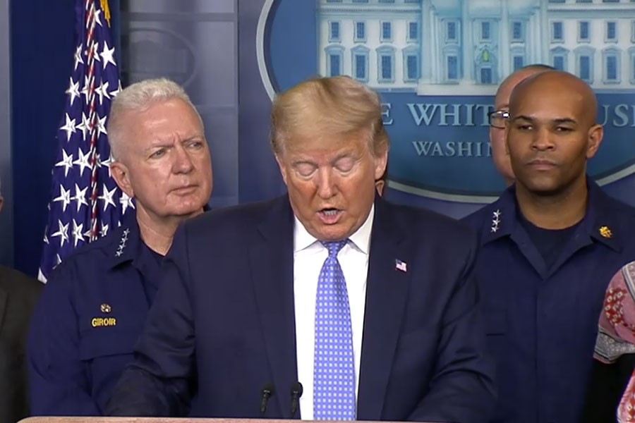 Image from ABC news article – President Trump speaks at COVID-19 briefing The White House task force gives an update on the coronavirus epidemic Image from ABC news article – President Trump speaks at COVID-19 briefing The White House task force gives an update on the coronavirus epidemic
