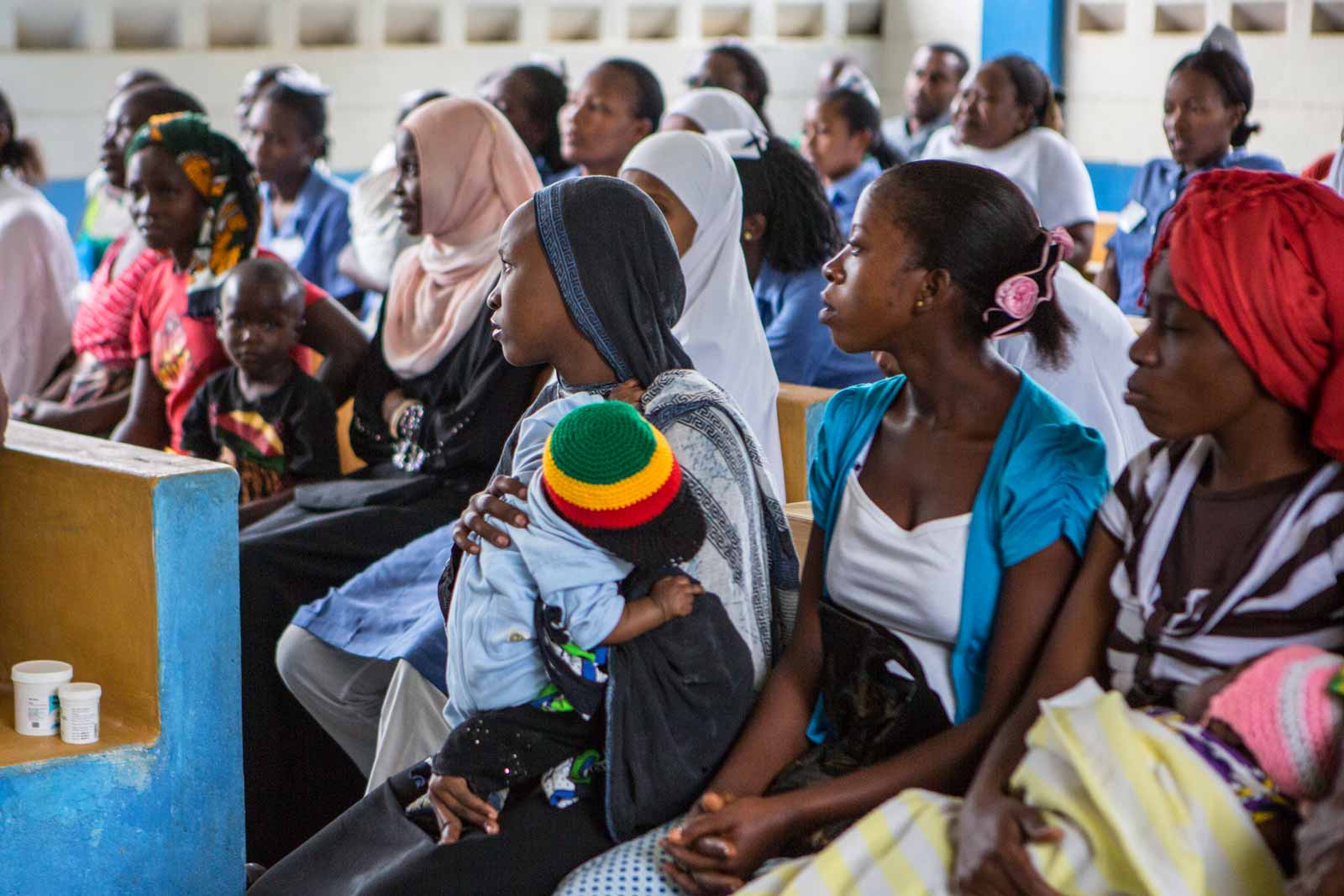  In parallel to the study, there is intensive community outreach. At the Vipingo Health Centre women gather for a health talk before attending a mother and child clinic for check-ups and vaccinations.Fifty community health workers and 14 trained midwives based at the health centre serve 31,000 people in 13 nearby villages.