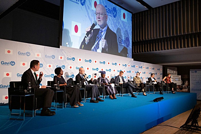 Chris Elias, President of the Bill & Melinda Gates Foundation's Global Development Program, speaking during the 'Protecting the Next Generation' panel discussion at the Gavi replenishment launch.