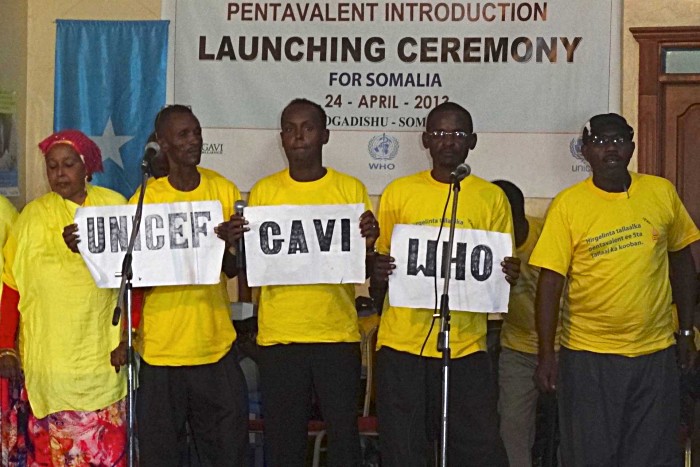 High level representatives of the Government as well as the GAVI Alliance, UNICEF and the World Health Organization, gathered at the Villa Somalia, the presidential residence, to mark the historic day.