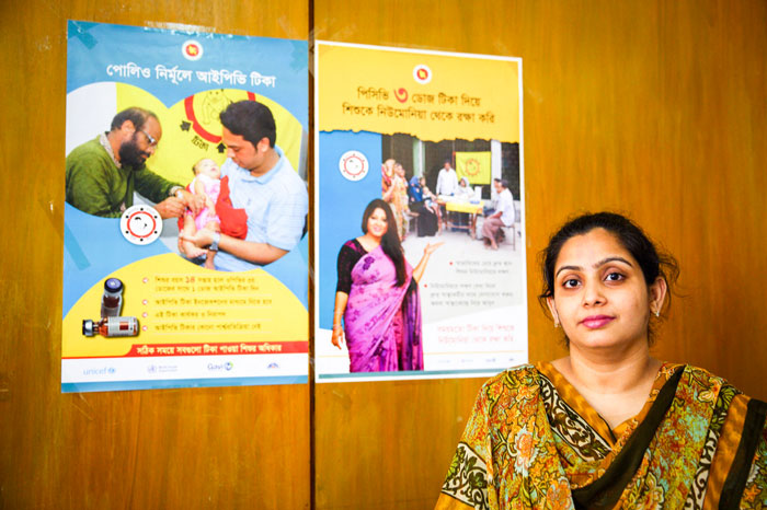 In early 2015, a nationwide poster campaign announced the addition of two new life-saving vaccines to every Bangladeshi child’s immunisation card: inactivated polio vaccine (IPV) and pnuemococcal vaccine.