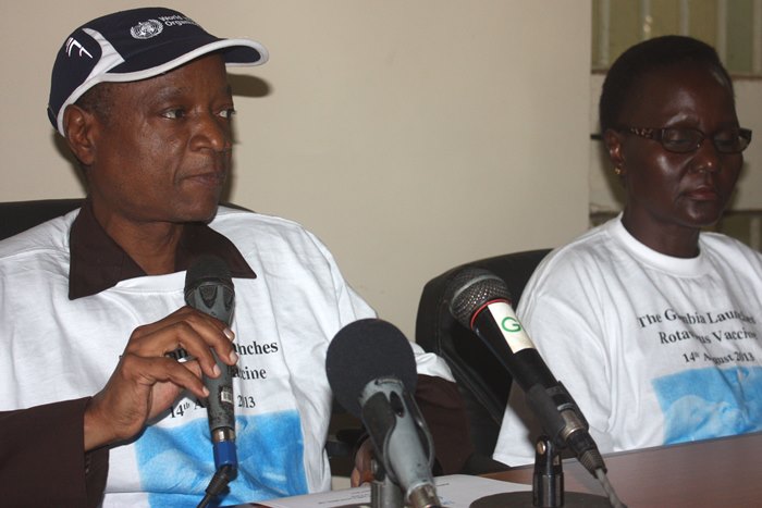 The WHO Country Representative, Dr. Thomas Sukwa (left), and the UNICEF Country Representative, Mrs. Josefa Marrato (right) also attended the launch event. If rolled out to all GAVI-eligible countries, the vaccine is expected to avert 180,000 future deaths each year.