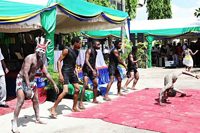 Dancers literally kick-off the celebrations, performing in front of a large crowd of health workers.