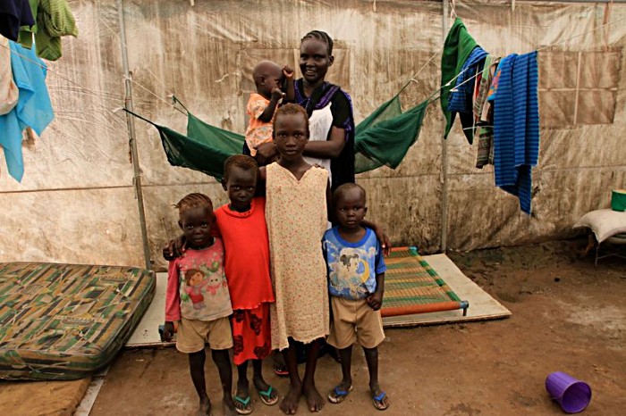 Back at the Tomping displacement camp in Juba, Mrs Nyalen has returned to her temporary home, a shelter covered in plastic sheeting that leaks when it rains. She struggles to keep the children healthy in this environment, she says. That’s why she took Gisma for his measles shot. “In these conditions I know the importance of protecting the children as much as we can,” she says.  