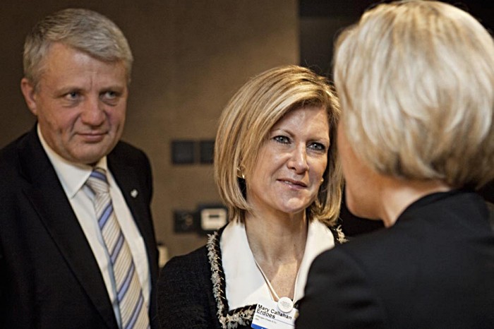 Dagfinn Høybråten is pictured with Mary Callahan Erdoes, CEO of J.P. Morgan Asset Management, one of six organisations that have supported the Matching Fund partners since its 2011 launch. To date, the Matching Fund has secured at least US$ 38 million in pledges for GAVI programmes.