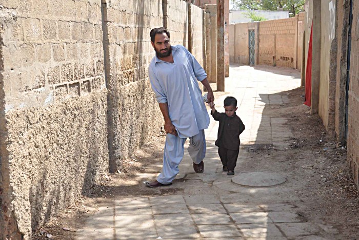As a childhood victim of polio, Usman Shangla, aged 32, ensured his eldest children were vaccinated against the crippling disease. Usman decided not to vaccinate his youngest son Musharaf, after hearing false rumours about the vaccination campaign. Musharaf contracted polio early this year, but is responding well to intensive treatment.