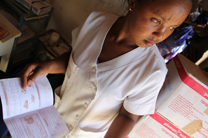 Hantamalala Ramanandraibe checks an immunisation record at a health point in Ankariera. According to WHO / UNICEF data, Madagascar’s immunisation coverage rose to 78% in 2009 from 57% in 2001.