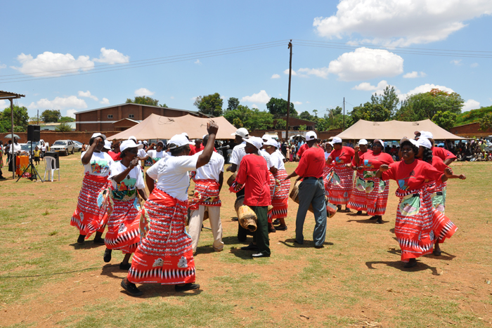 Dancers celebrating the launch of pneumococcal vaccines on November 12 in Lilongwe, Malawi.