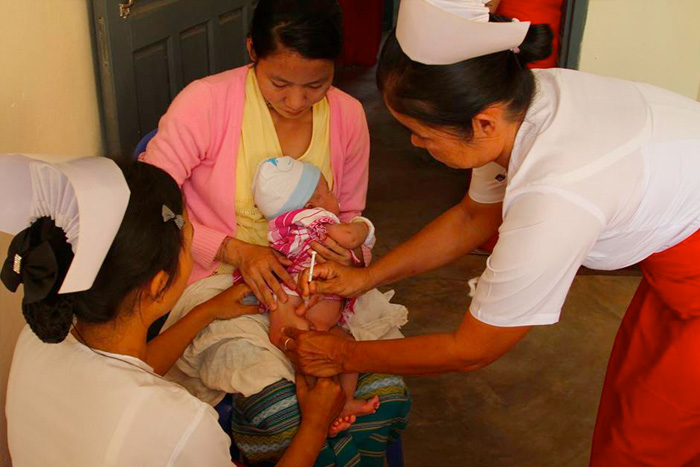 The Minister thanked WHO, UNICEF and Gavi for their contributions in the past years and commended the dedication of health workers. Without their commitment it would be impossible to deliver such powerful tools to protect Myanmar children.