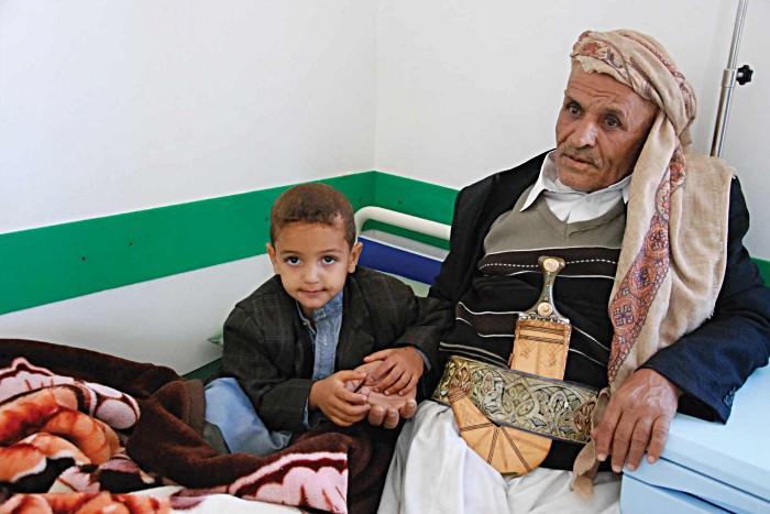 Al Agmour Health Centre, Ali Abdulla waits with his four-year-old son Ahmad, who is recovering from pneumonia, the leading cause of death in children under-five in Yemen. In February 2011, pneumococcal vaccine, which protects against the leading cause of pneumonia, was added to every child’s immunisation card in Yemen. Globally, GAVI plans to support the immunisation of 70 million children with pneumococcal vaccine in 57 countries by 2015.