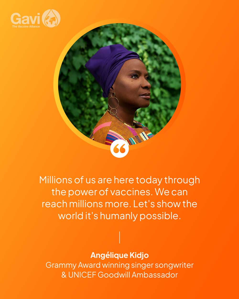 Angélique Kidjo, Grammy Award winning singer songwriter & UNICEF Goodwill Ambassador