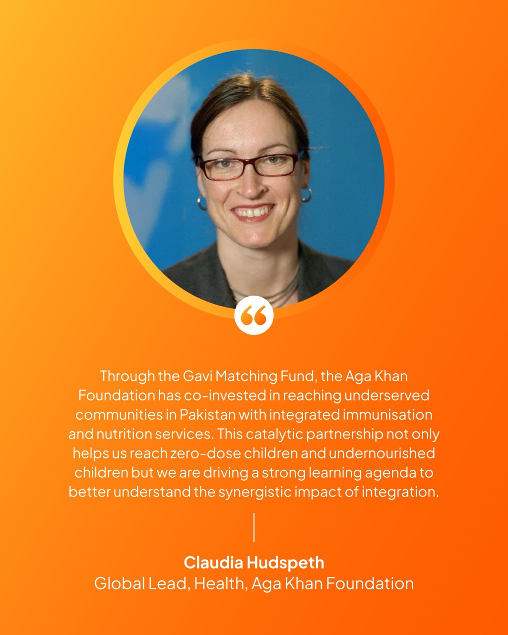 Claudia Hudspeth, Global Lead, Health, Aga Khan Foundation