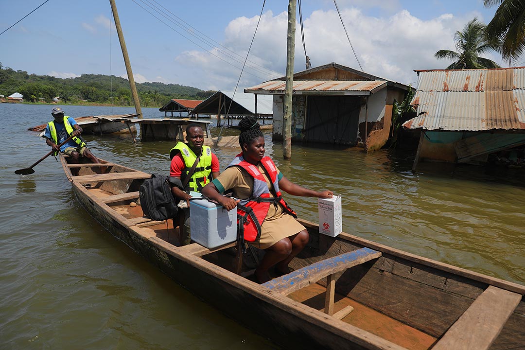 Healthcare workers visited families to provide vaccines to zero-dose children, including the Mosquirix vaccine (RTS,S) against malaria. 2023 / Health Initiatives in Oti Region / Ghana