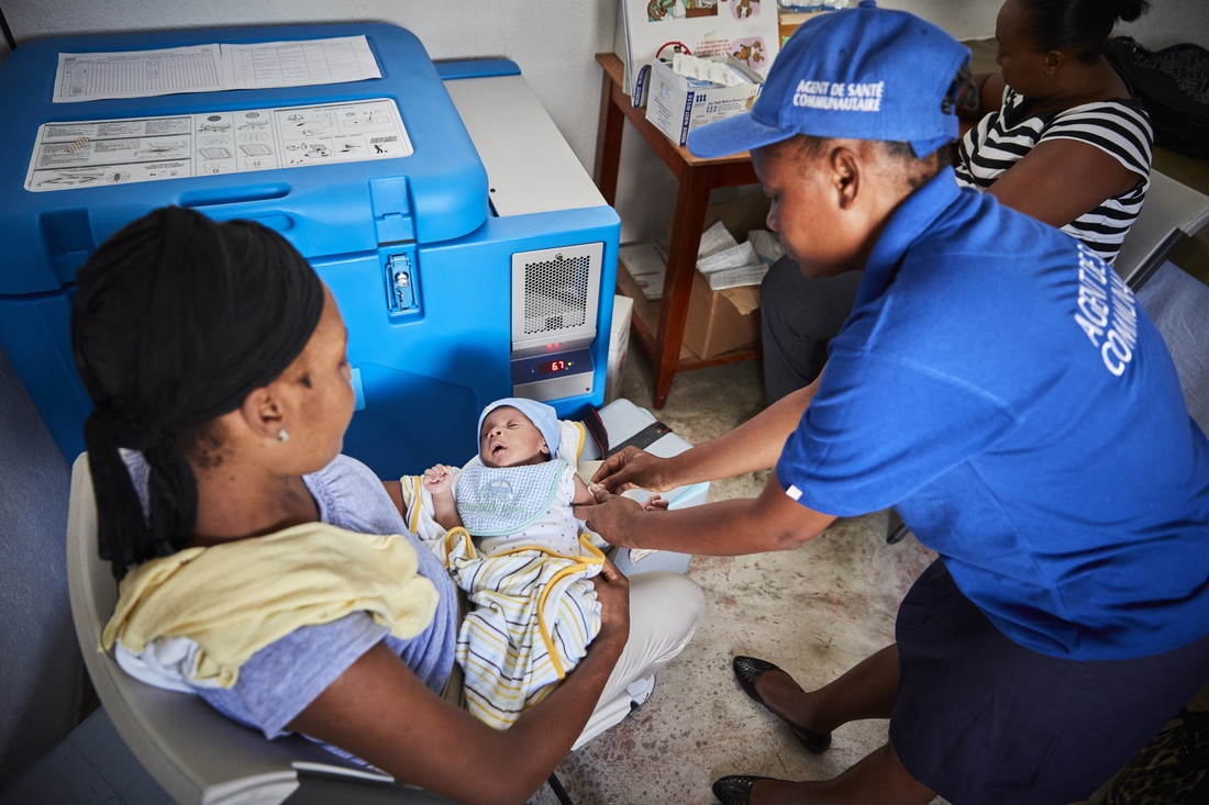 A child being vaccinated in Haiti. Credit: Gavi/2017/Christophe da Silva.