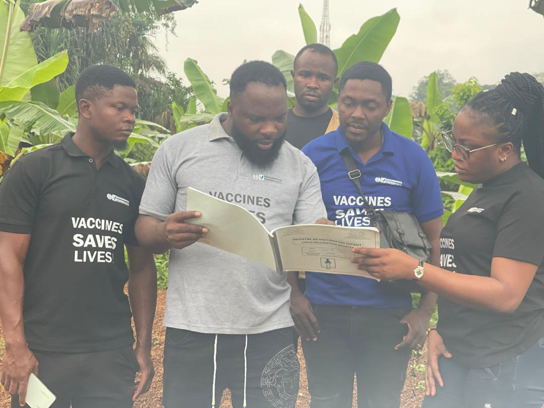 The CBCHS immunisation programme triangulating data in Konye Health District, Cameroon. Photo credit: CBCHS/Delphine Fri/2025