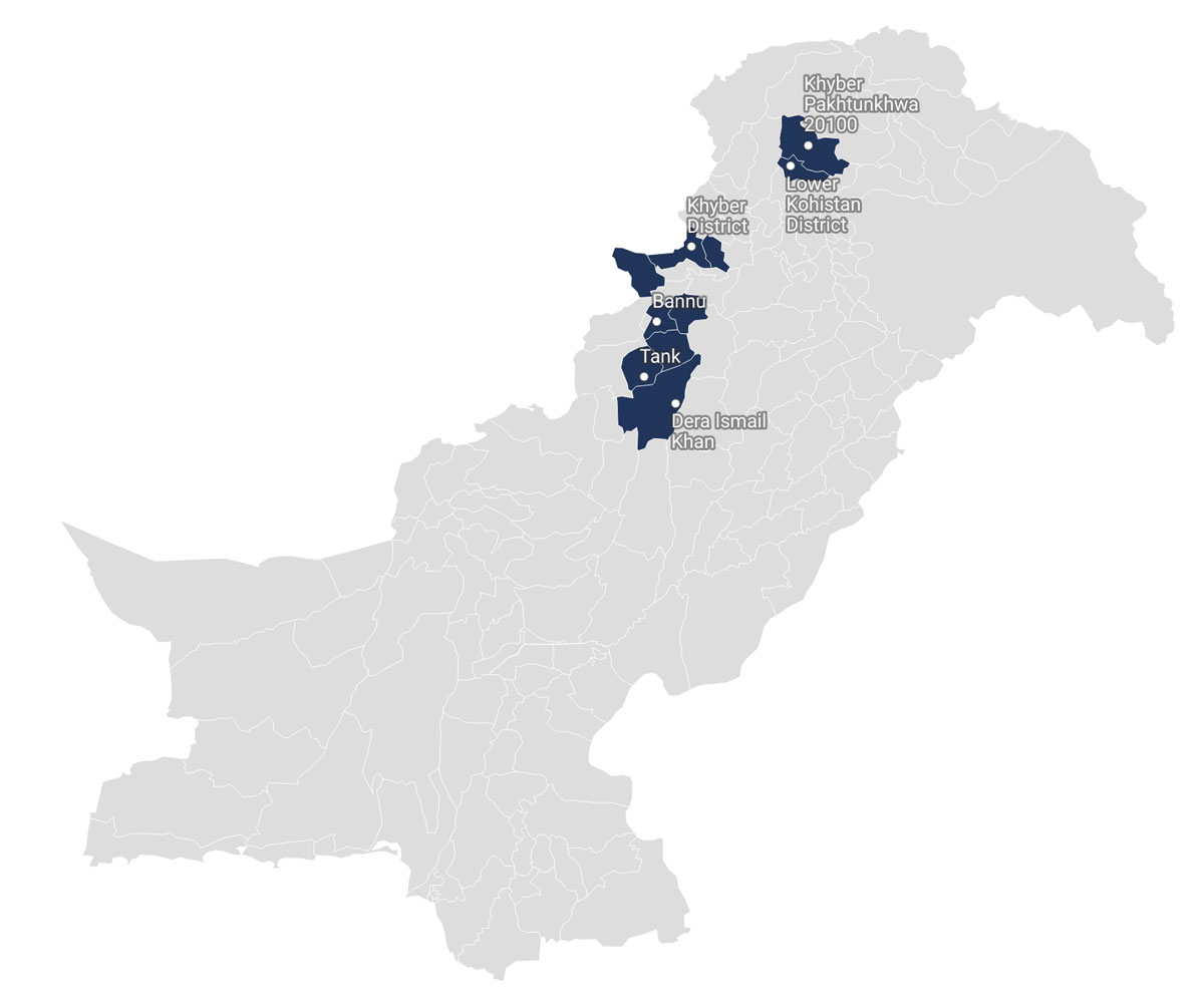 The map below highlights the geographic areas where CSOs are implementing grant activities
