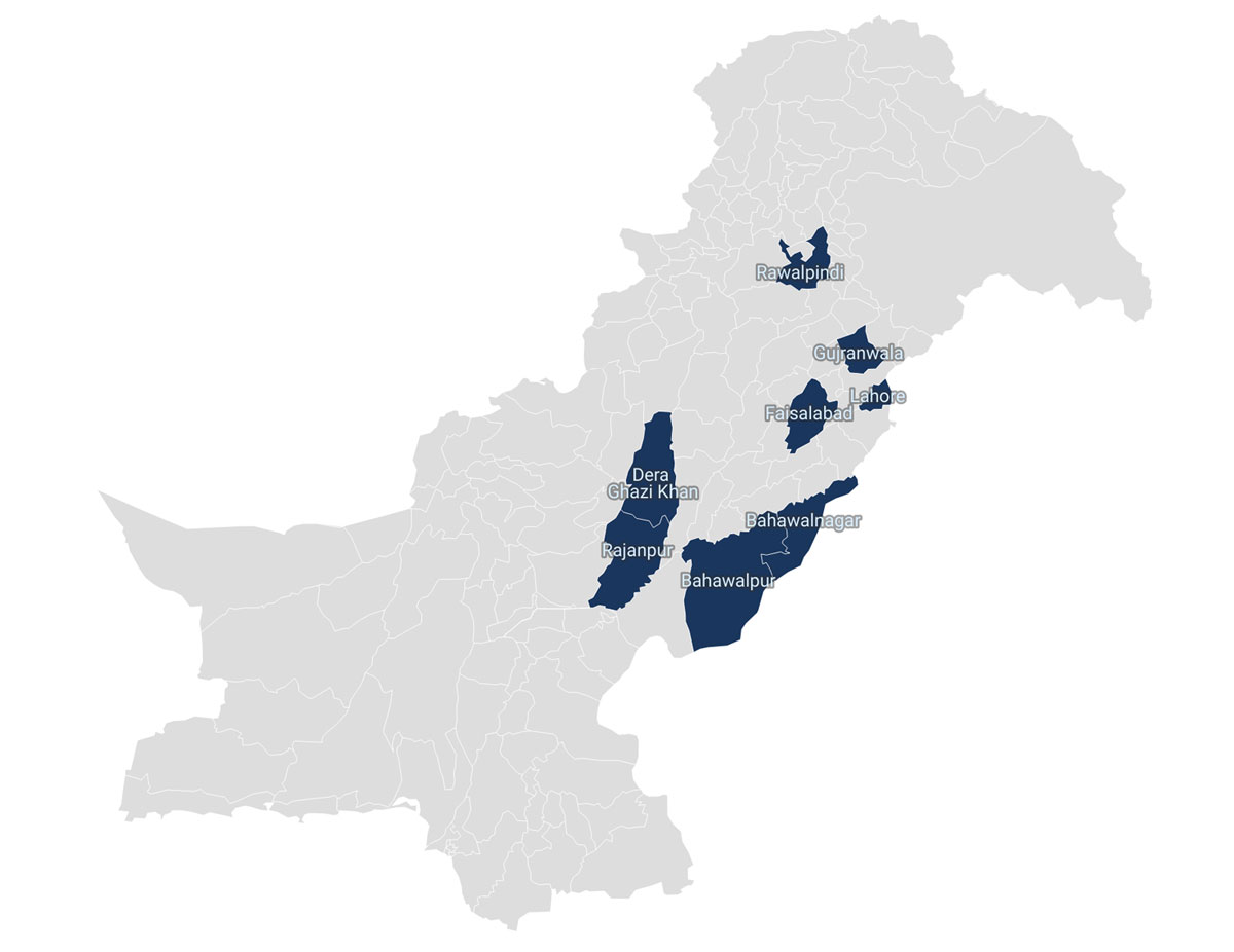 The map below highlights the geographic areas where CSOs are implementing grant activities