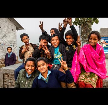 GAVI/2014/Oscar Seykens/Children from Taprang celebrate the ‘Fully Immunised Village’ designation at a ceremony in the Kaski District