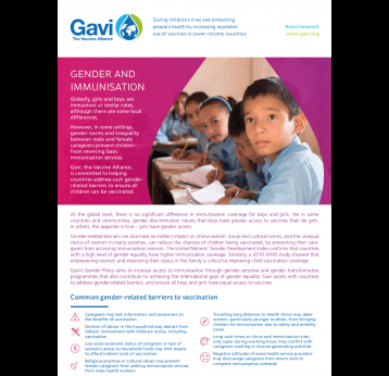 Factsheet: Gender and immunisation