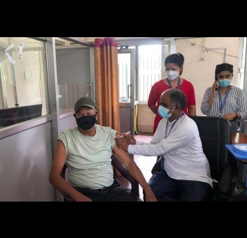 Bhutanese refugees at Beldangi camp, Damak, eastern Nepal, receive doses of J&amp;J vaccine delivered by COVAX, shared by the US – Photo credit: Dr Sagar Tiwari, WHO-IPD.