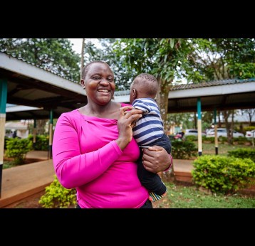 Lydia Mwondi with her son 6-month-old Mark Obaye after he was vaccinated against malaria with the RTS,S vaccine at the Malava County Hospital, Kakamega, Kenya, in 2021.  Credit: Gavi/2021/White Rhino Films-Lameck Orina