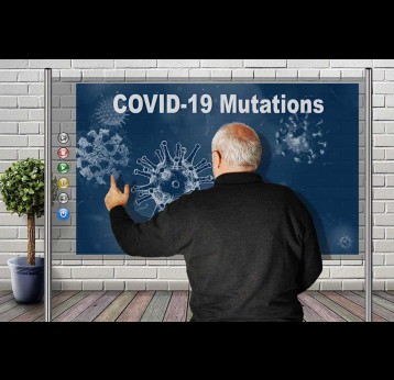 Un homme observant un tableau affichant les mutations de la COVID-19. Crédit : Wilfried Pohnke de Pixabay.