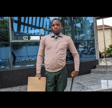 Benjamin Niyibizi standing outside Rwanda's National Electoral Commission offices earlier this year after submitting his candidature for a parliamentary seat. Credit: Benjamin Niyibizi