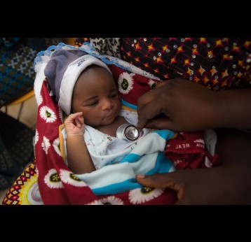 A baby's heartrate is being checked at Bundung Maternal Hospital, Banjul, The Gambia. Credit: Gavi/2018/Guido Dingemans