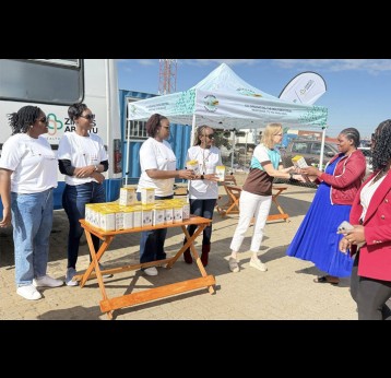 Blood pressure machines being handed over to women in the community. Credit. Zim TechWomen