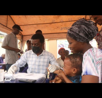 A child receives a free malaria test in Lagos, Nigeria. Credit: Emma Houston/Xinhua via Getty Images