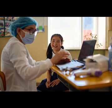 Tugsjargal at her health checkup prior to vaccination. Gavi/2024/Khasar Sandag