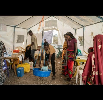 Temporary field clinic at a displacement camp in Awash Arba, January 2025. Amanuel Sileshi/AFP via Getty Images
