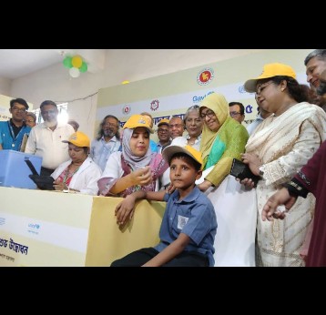 Bangladesh Health Advisor Nurjahan Begum inaugurated the nationwide TCV administration campaign at a launching ceremony at Farid Uddin Siddique High School on 12 October 2025. Credit: Mohammad Al Amin
