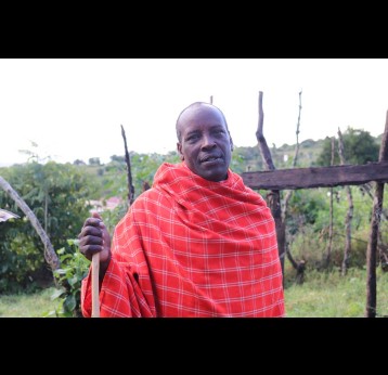 Thaku Kimaasi at his home in Enkorika village, Kenya's Kajiado County. Credit: Dominic Kirui