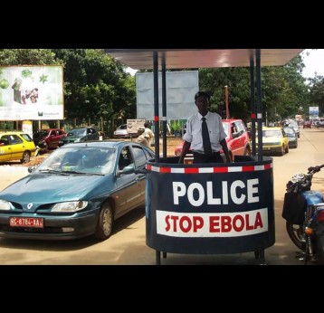 A police post in Guinea with 'Stop Ebola' message during an outbreak in 2023. In the eastern part of the Democratic Republic of the Congo, high levels of insecurity are complicating containment efforts says, Githinji Gitahi, CEO of Amref Health Africa. Copyright: UNICEF Guinea