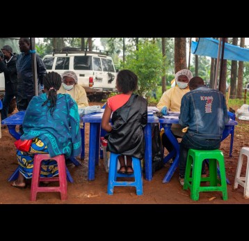 Health workers conduct interviews as part of Ebola eradication efforts in the ​Democratic ​Republic ​of ​the Congo during the 2018-2020 Ebola outbreak. Credit: Gavi/2019/Frederique Tissandier.