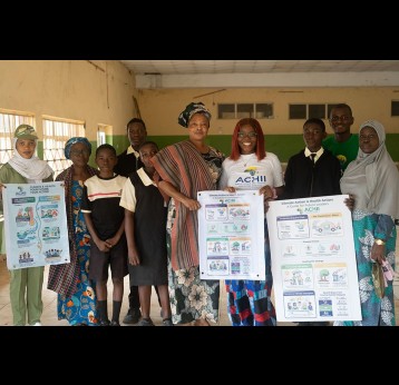 The ACHII team with members of staff at the Oba Akinbiyi High School. Credit: Temidayo Abass