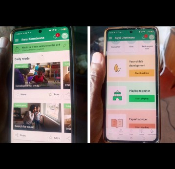 The evidence-based app lauched in Zimbabwe offers tips on breastfeeding, baby weaning, learning, and vaccination monitoring, among others. Credit: Derick Matsengarwodzi.